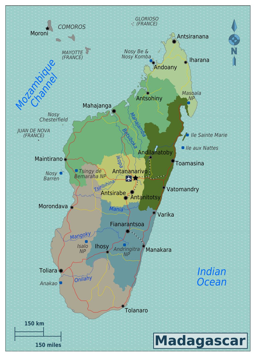 Большая карта регионов Мадагаскара