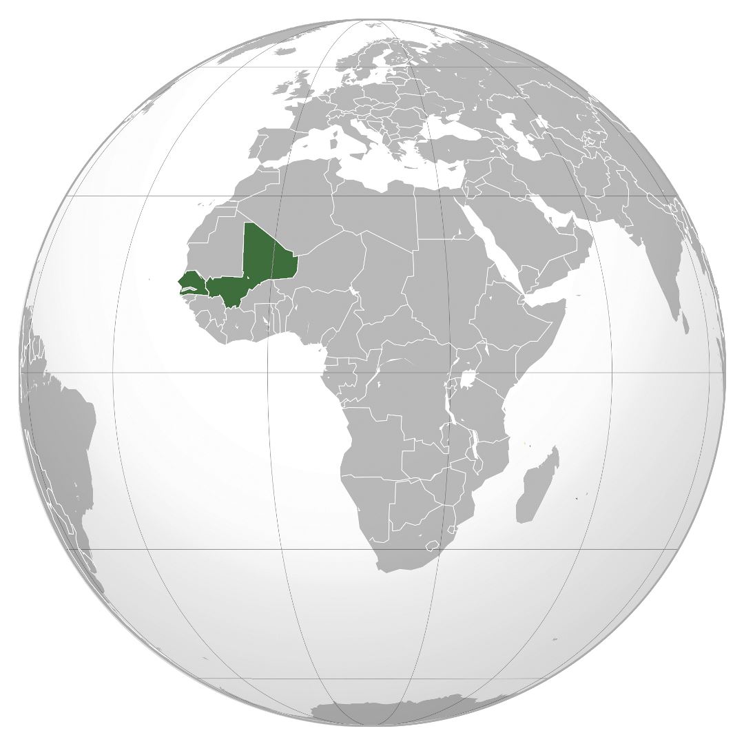 Большая карта расположения Мали в Африке