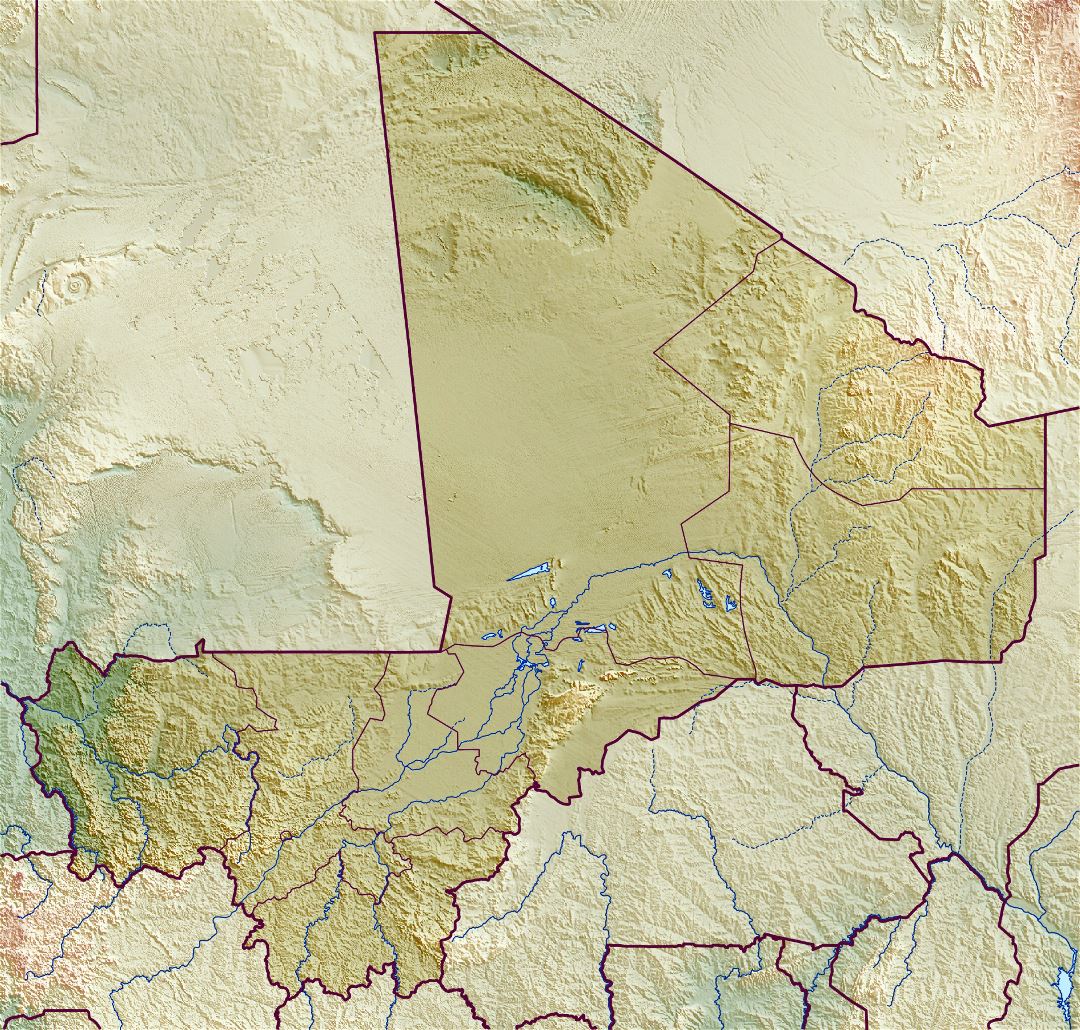 Большая карта рельефа Мали