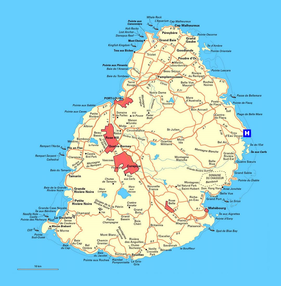 Детальная карта дорог Маврикия