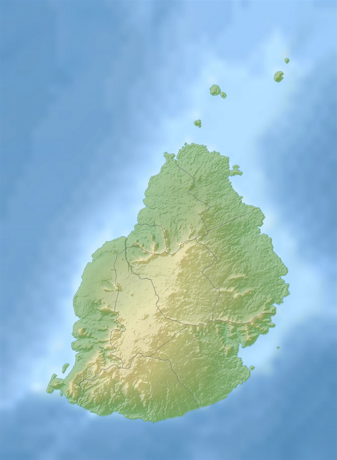Большая карта рельефа Маврикия