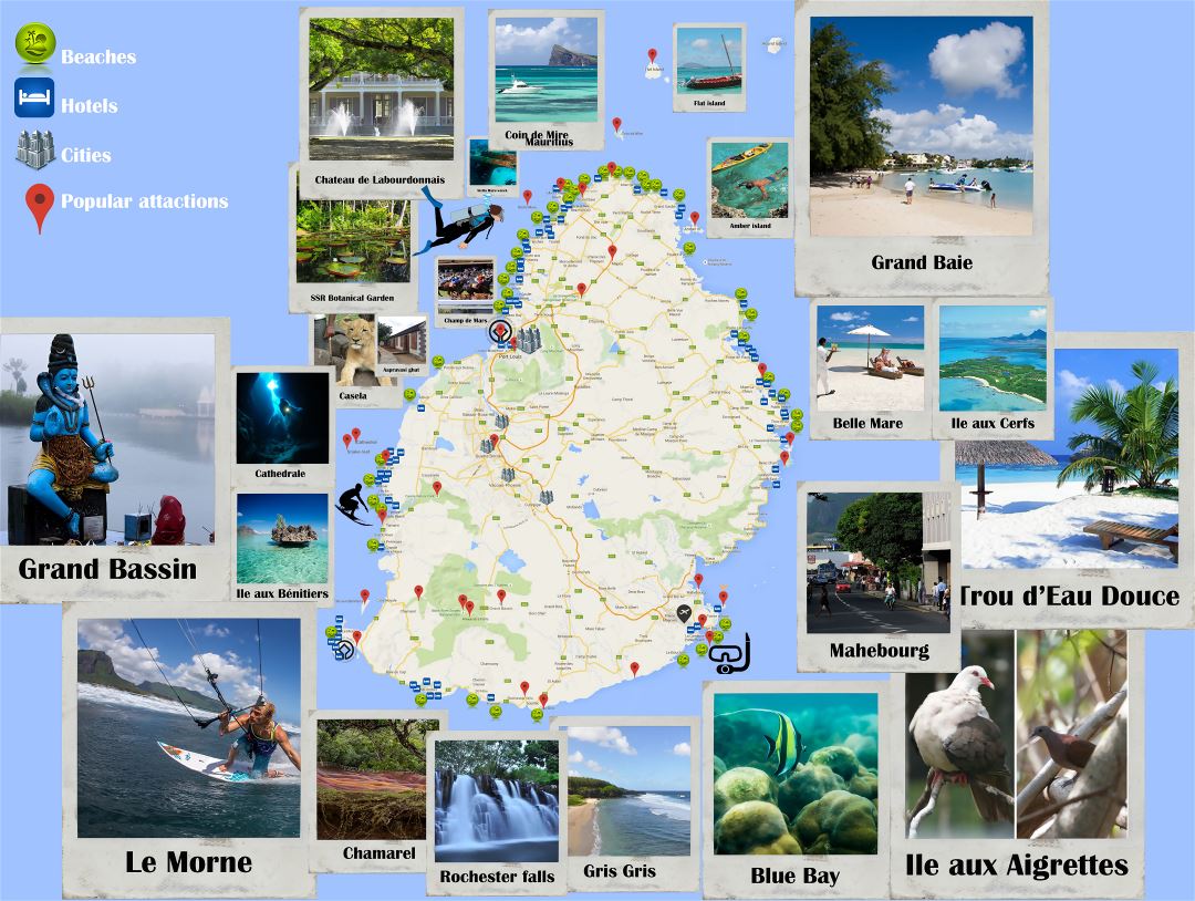 Большая туристическая карта Маврикия