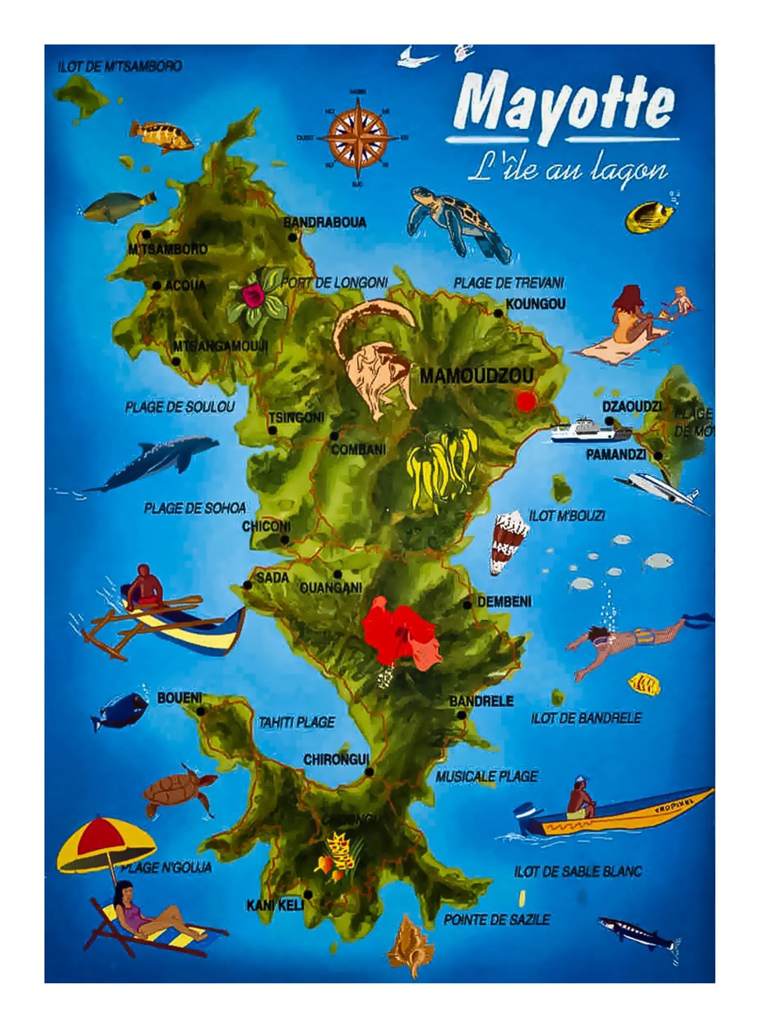 Детальная туристическая карта острова Майотта