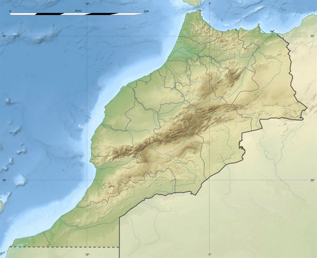 Детальная карта рельефа Марокко