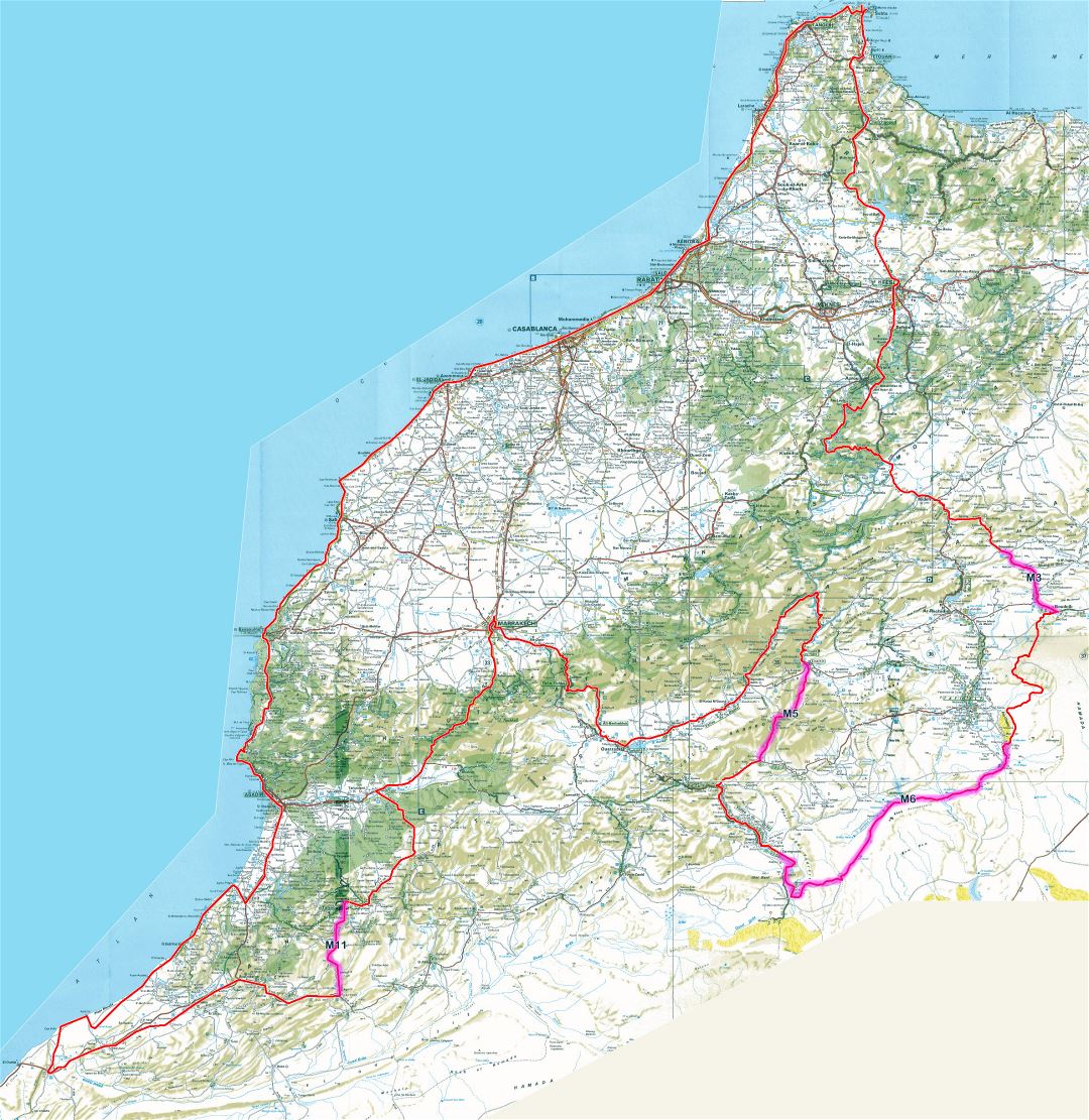 Детальная карта дорог Марокко