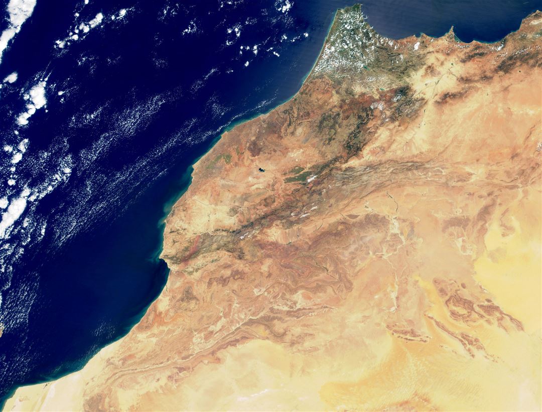 Большая спутниковая карта Марокко