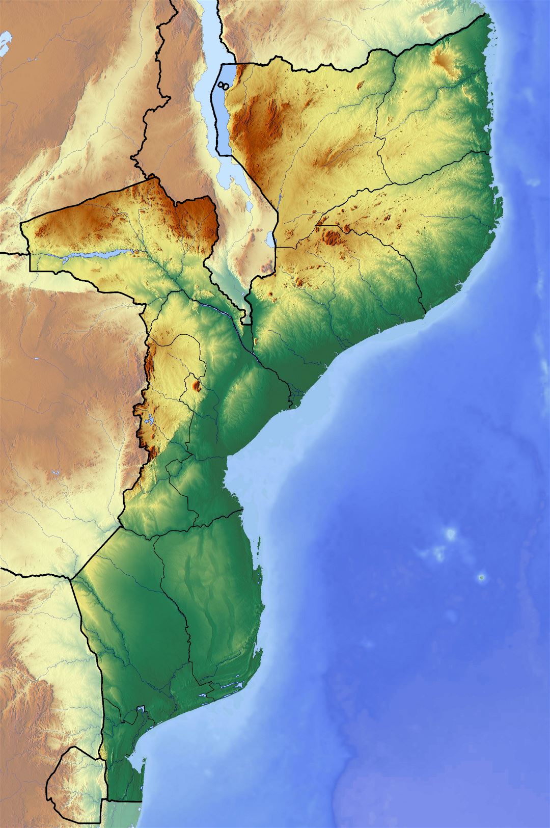 Большая детальная топографическая карта Мозамбика