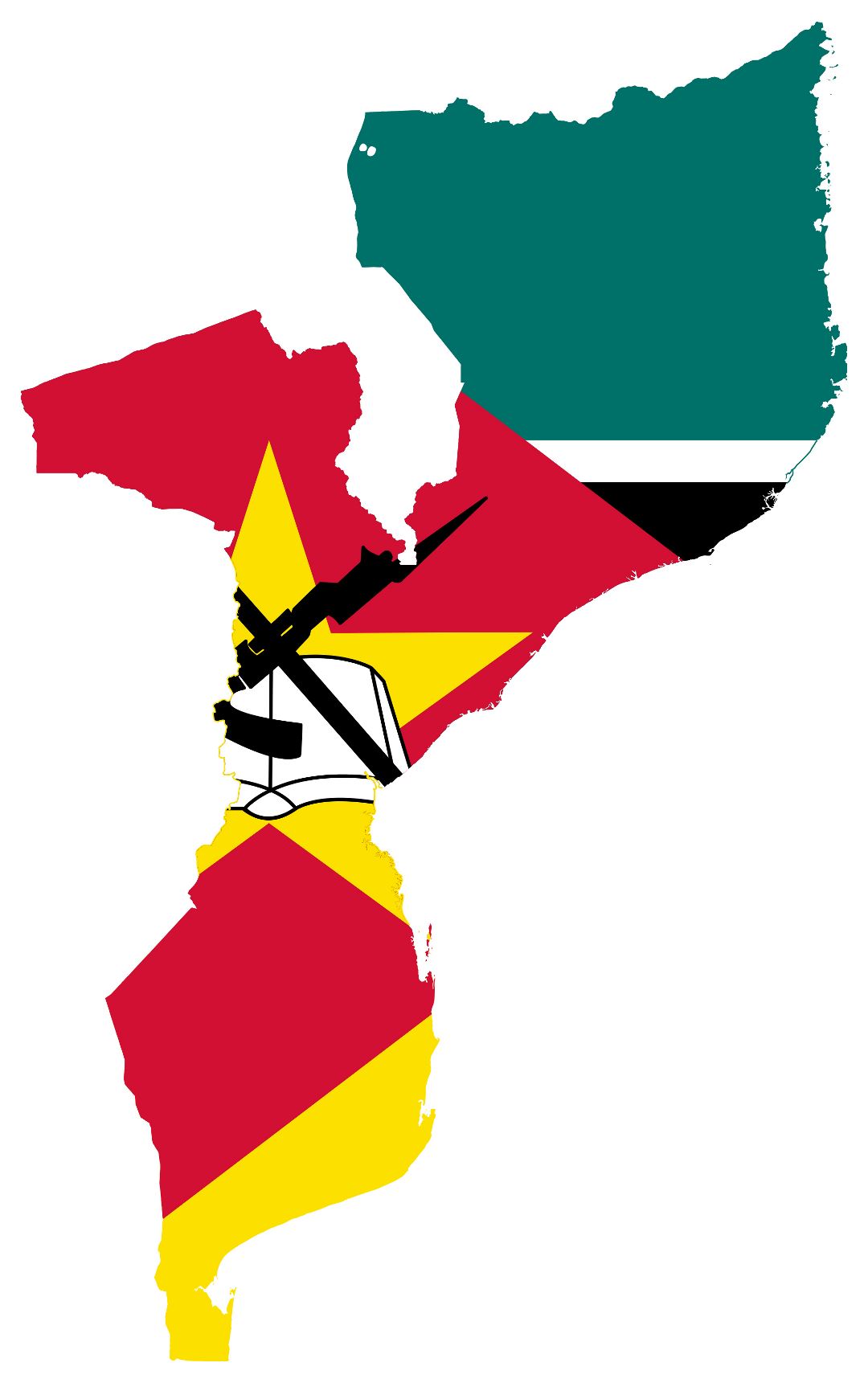 Большая карта флаг Мозамбика