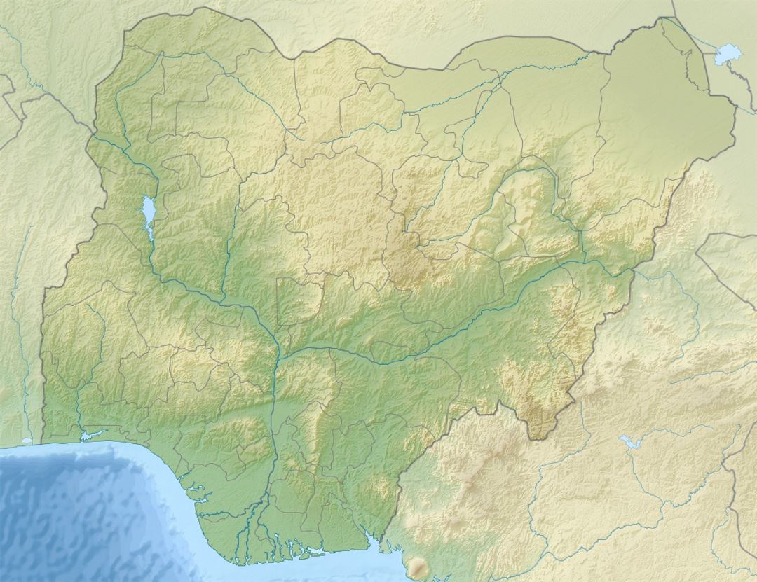 Детальная карта рельефа Нигерии