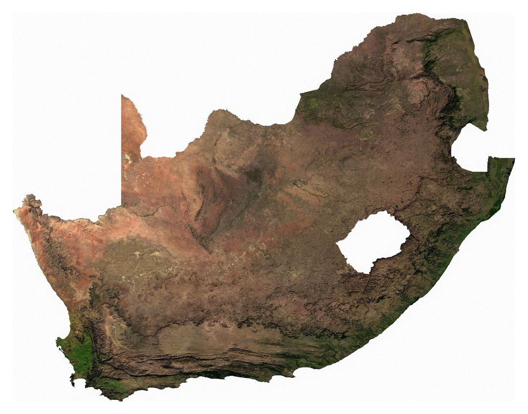 Большая детальная спутниковая карта Южной Африки