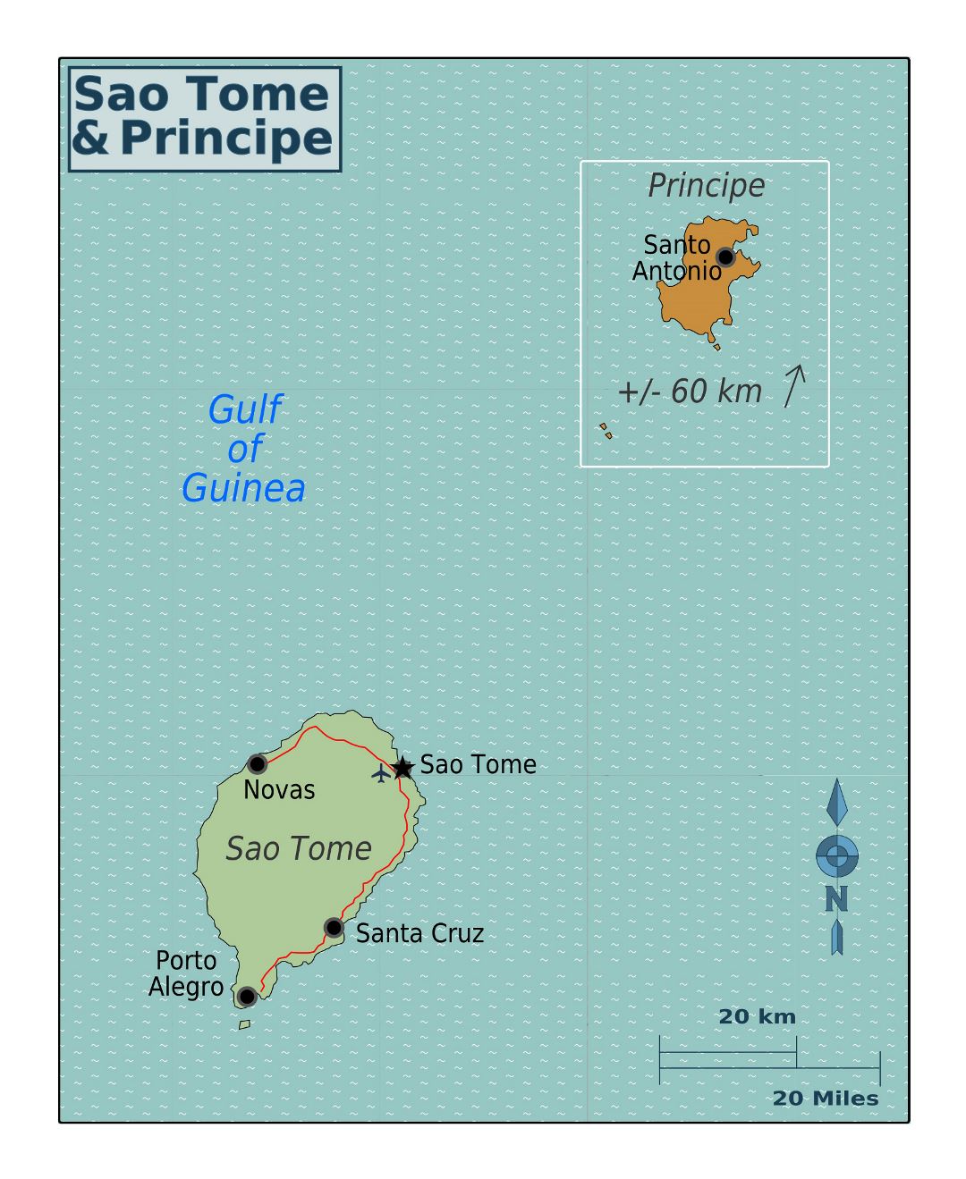 Большая карта районов Сан-Томе и Принсипи