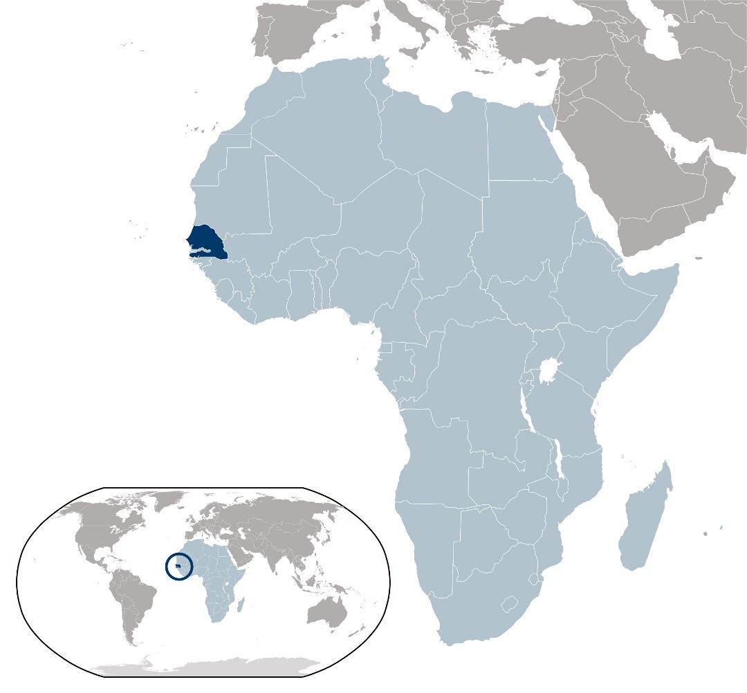 Большая карта расположения Сенегала