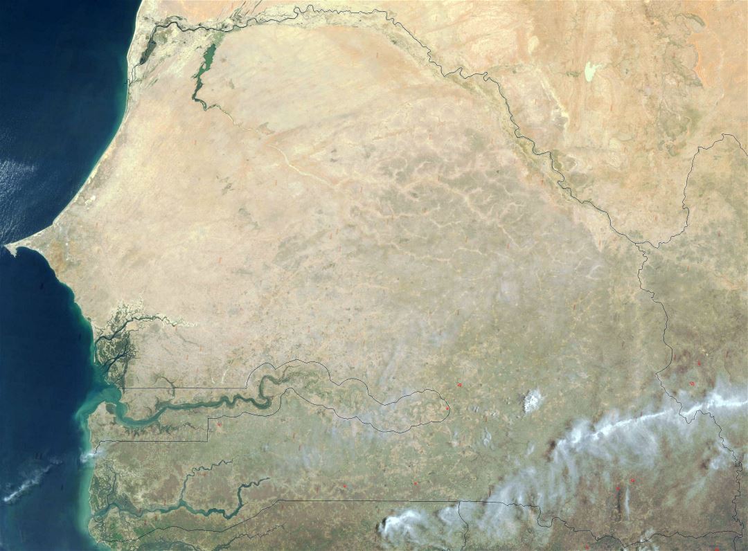 Большая спутниковая карта Сенегала