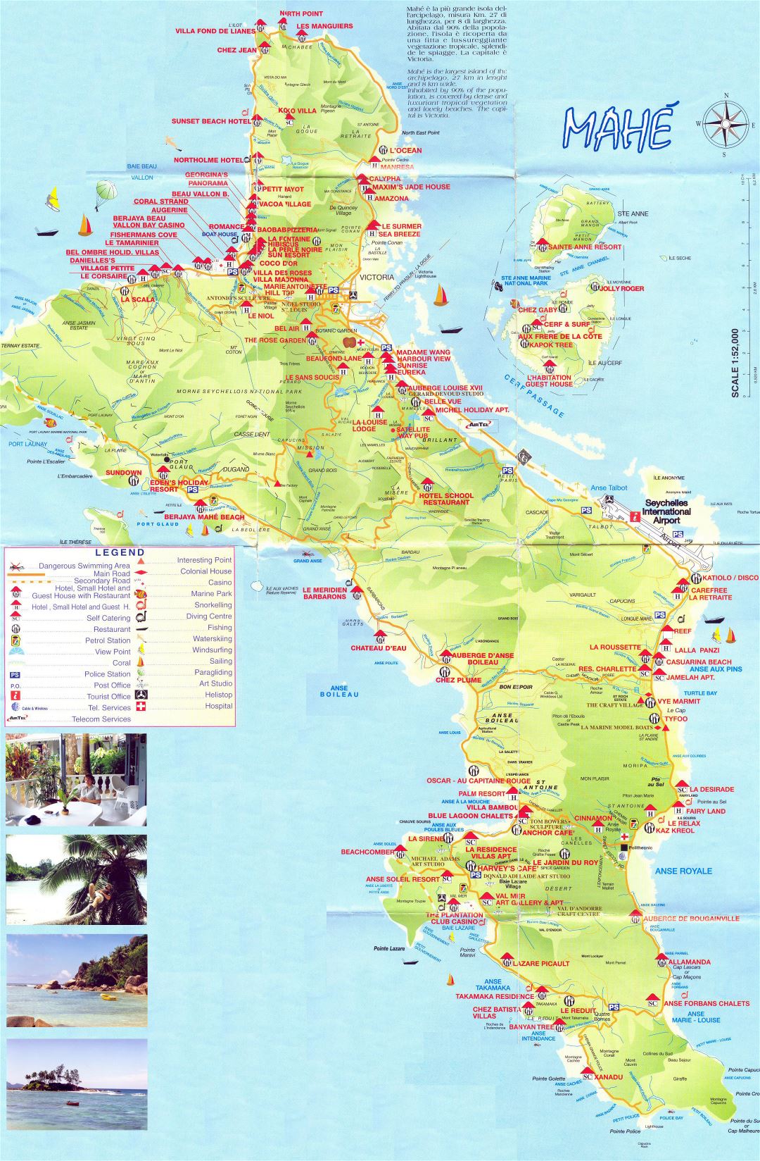 Большая детальная туристическая карта острова Маэ (Сейшельские острова)