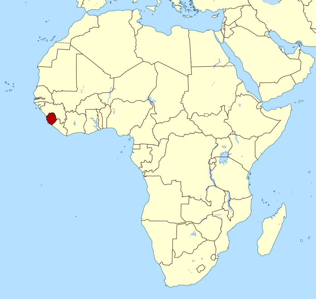 Детальная карта расположения Сьерра-Леоне в Африке