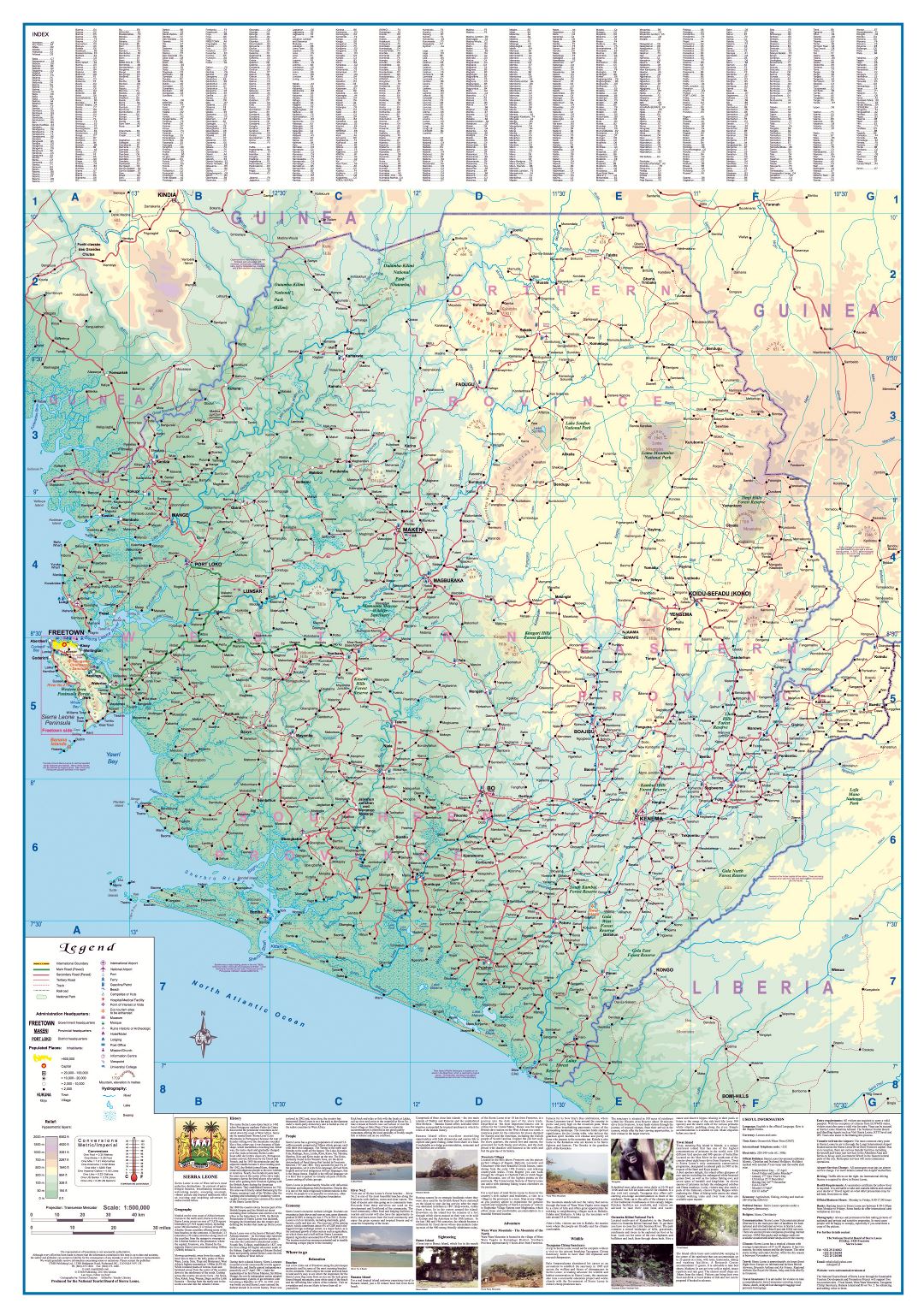 Крупномасштабная карта Сьерра-Леоне с другими пометками