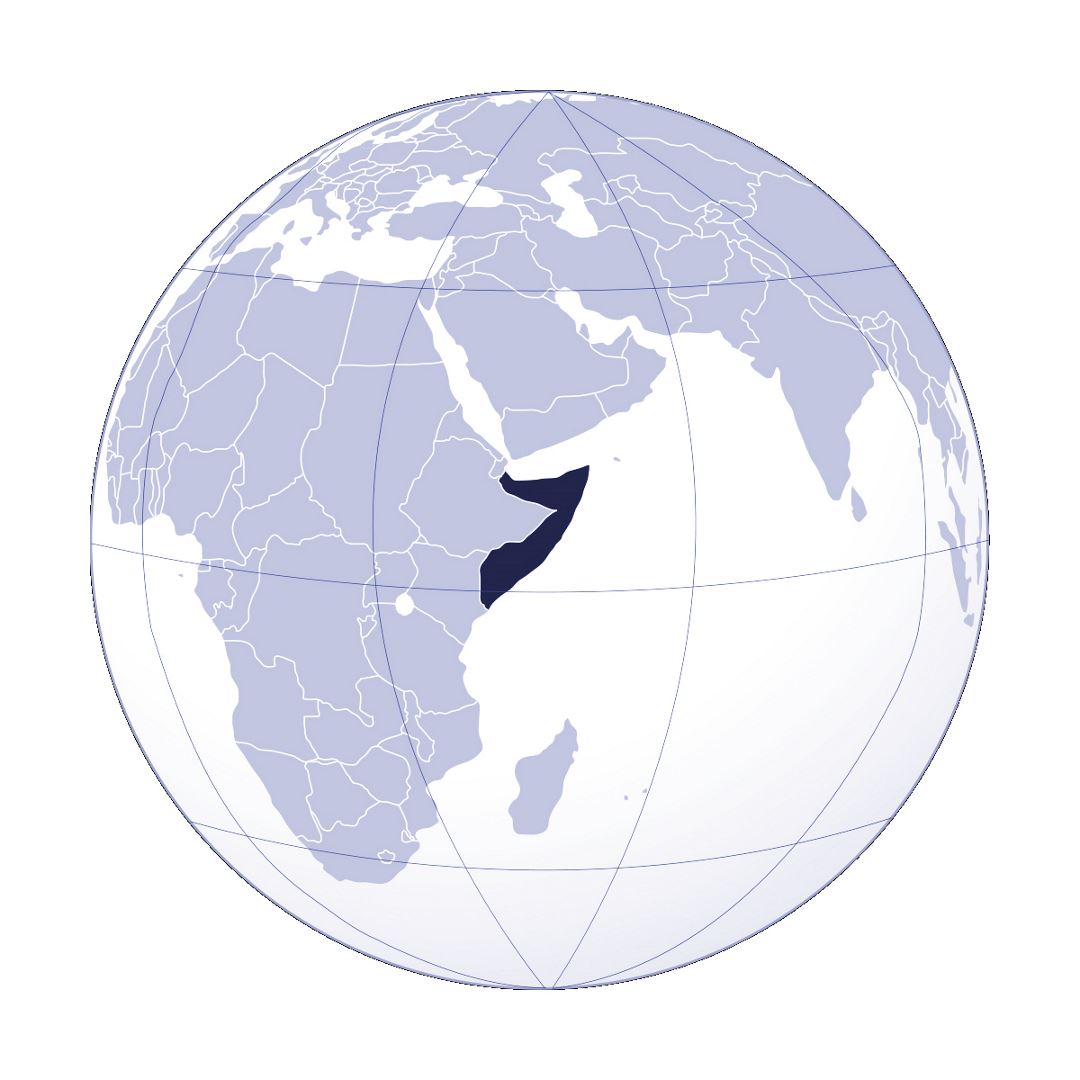 Детальная карта расположения Сомали в Африке