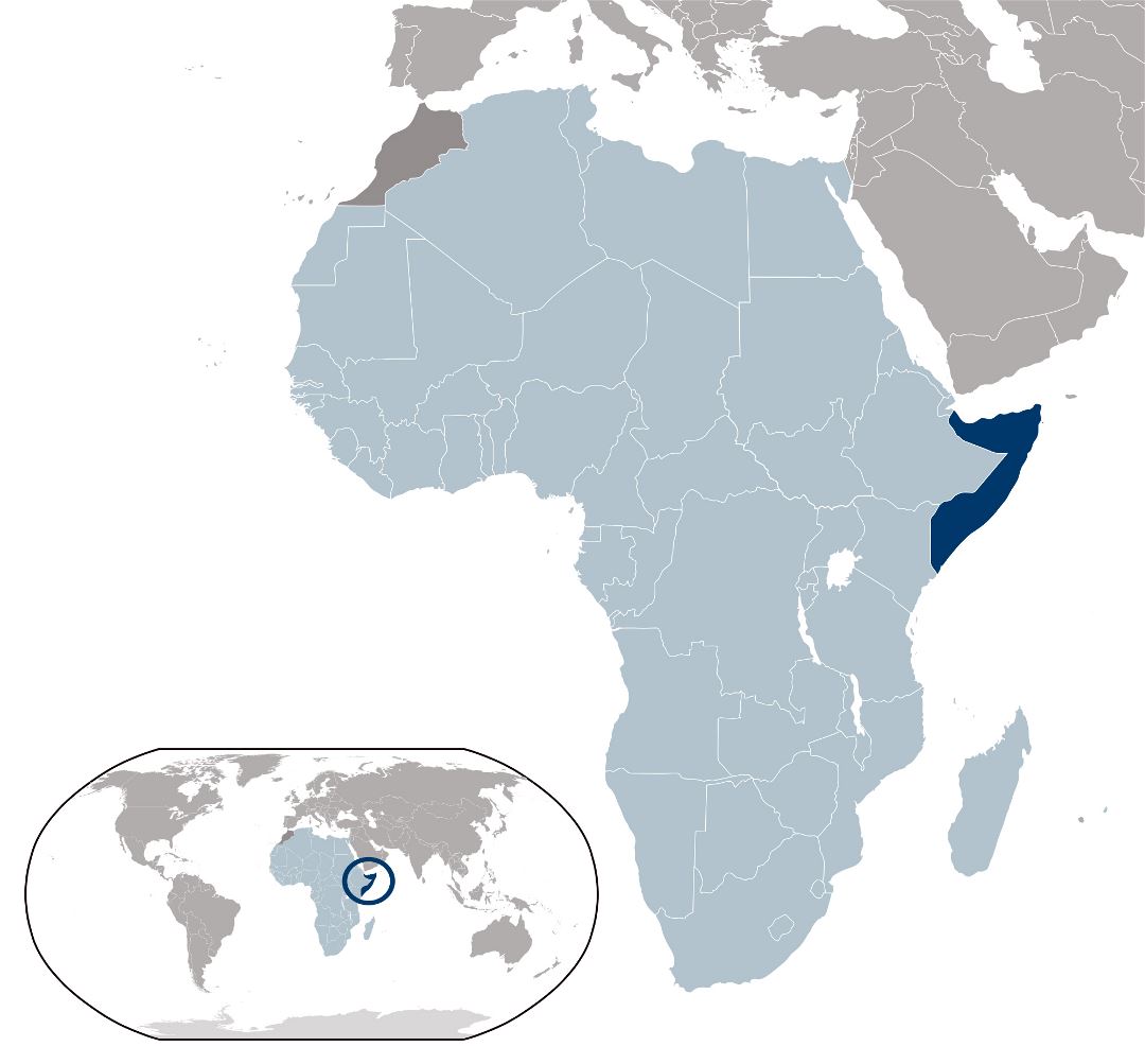 Большая карта расположения Сомали