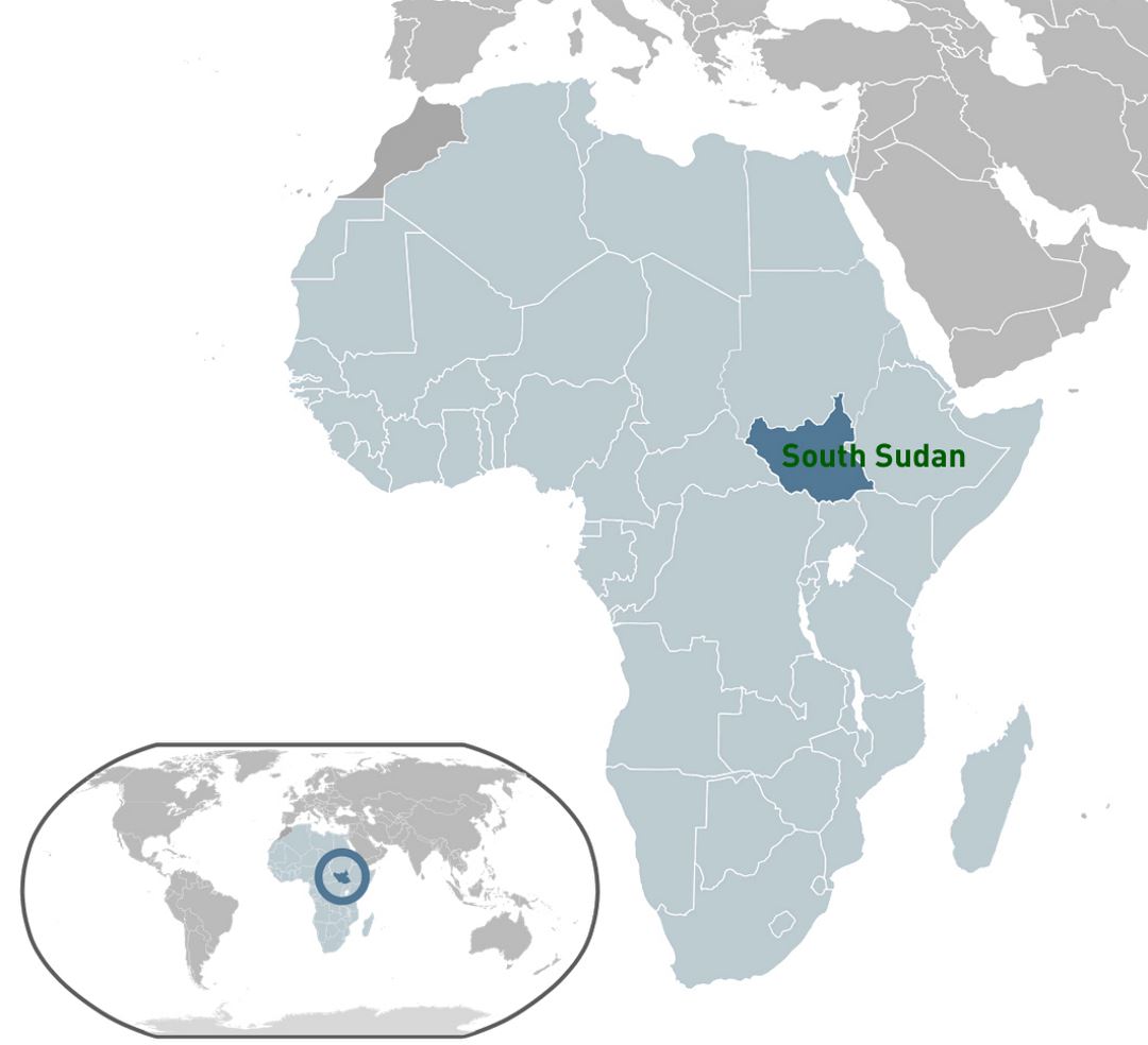 Детальная карта расположения Южного Судана