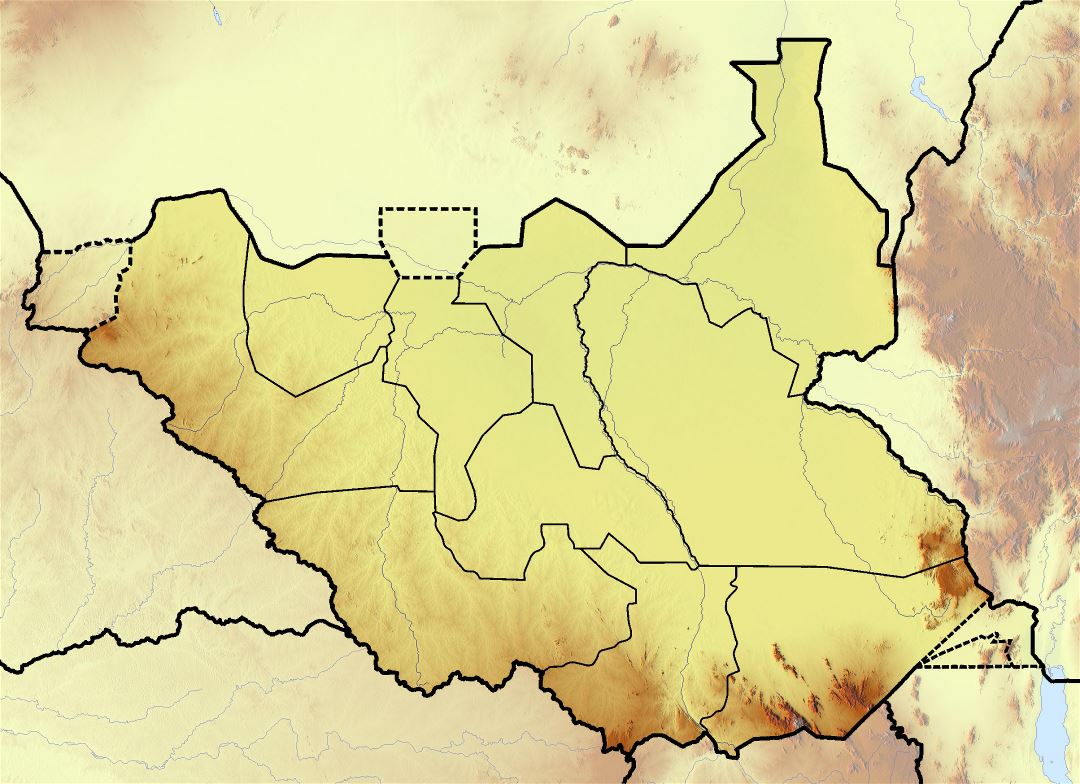 Большая топографическая карта Южного Судана