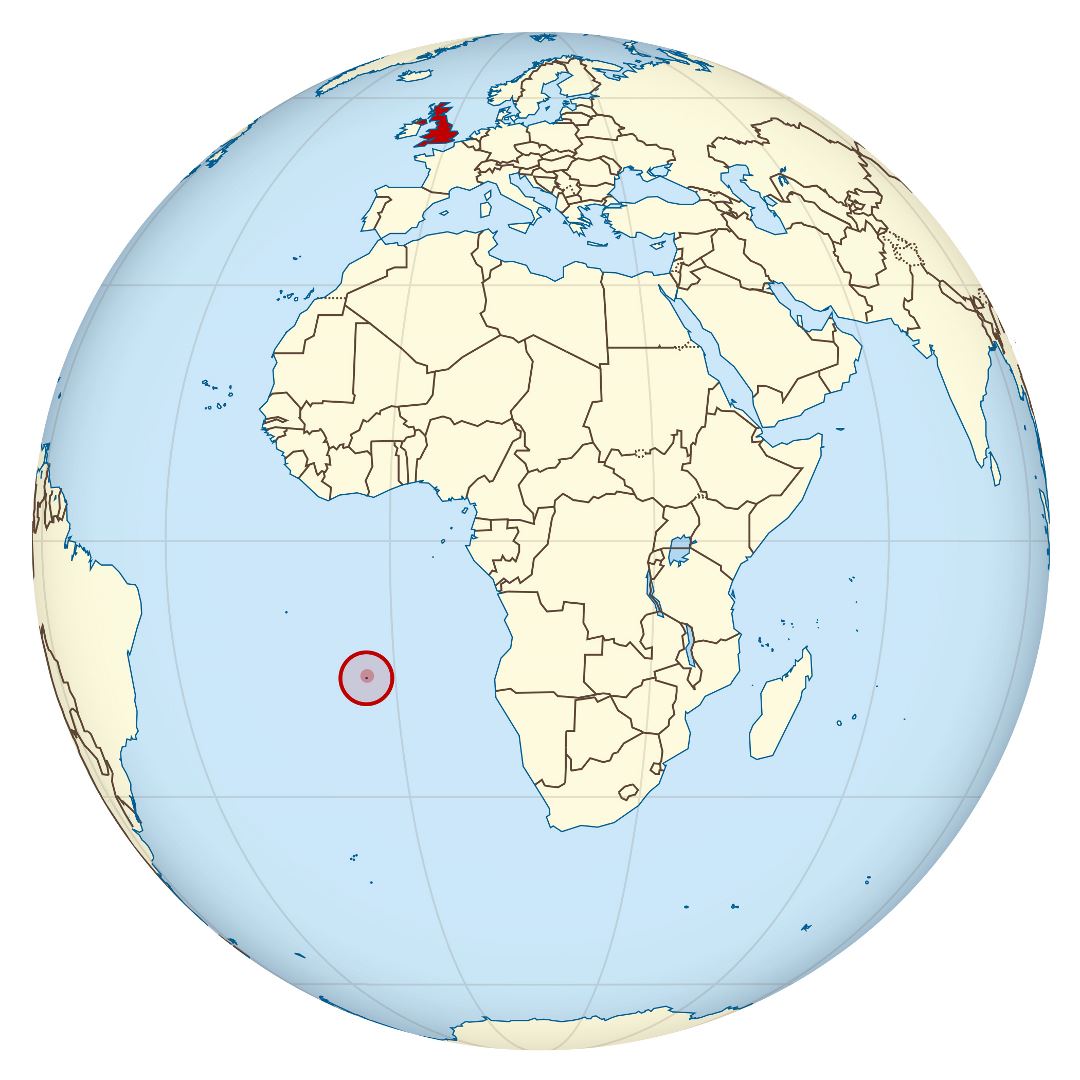 Большая карта расположения острова Святой Елены