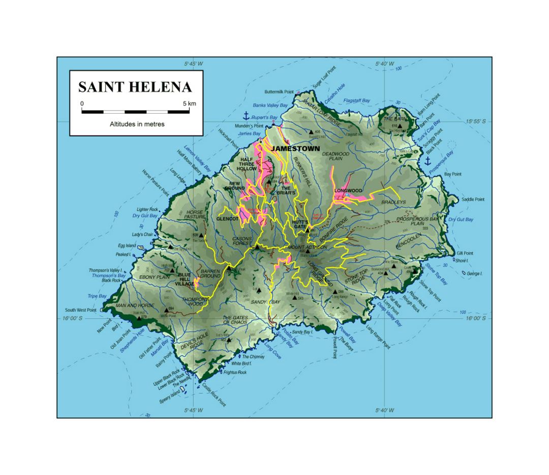 Карта острова Святой Елены с другими пометками