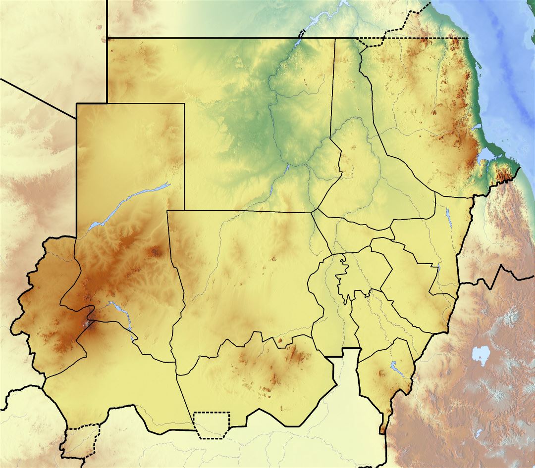 Большая детальная топографическая карта Судана