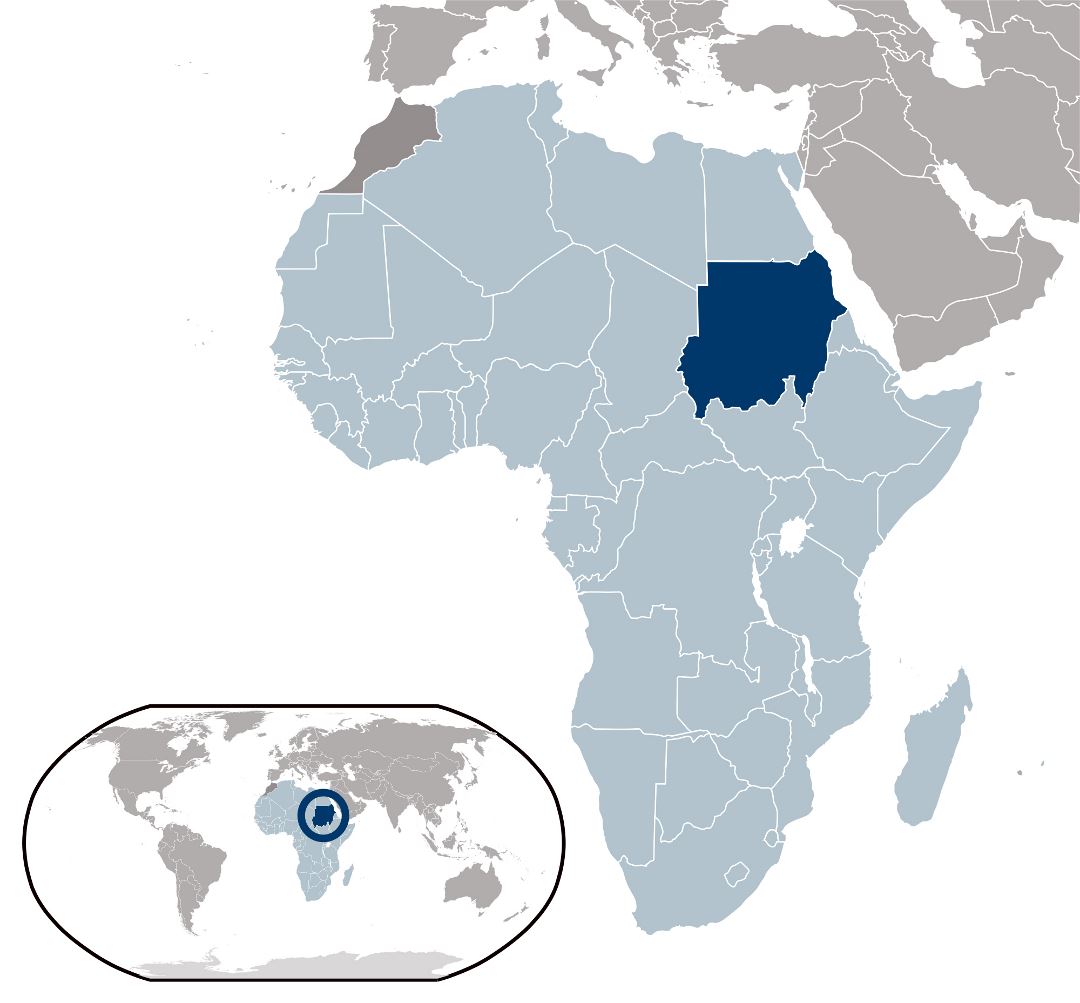 Большая карта расположения Судан