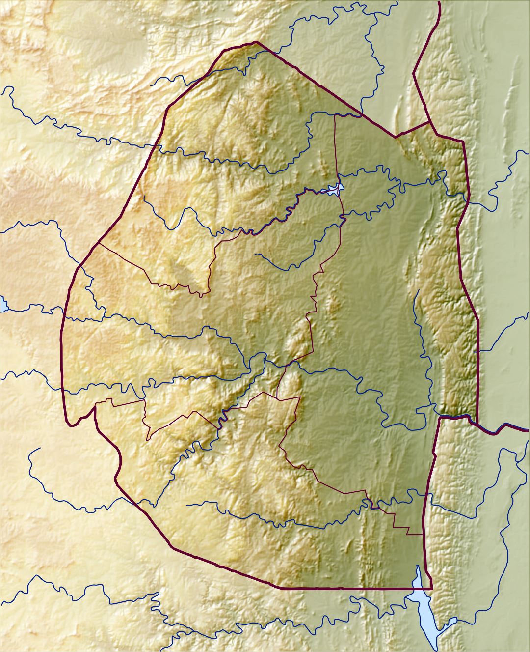 Большая детальная карта рельефа Свазиленда
