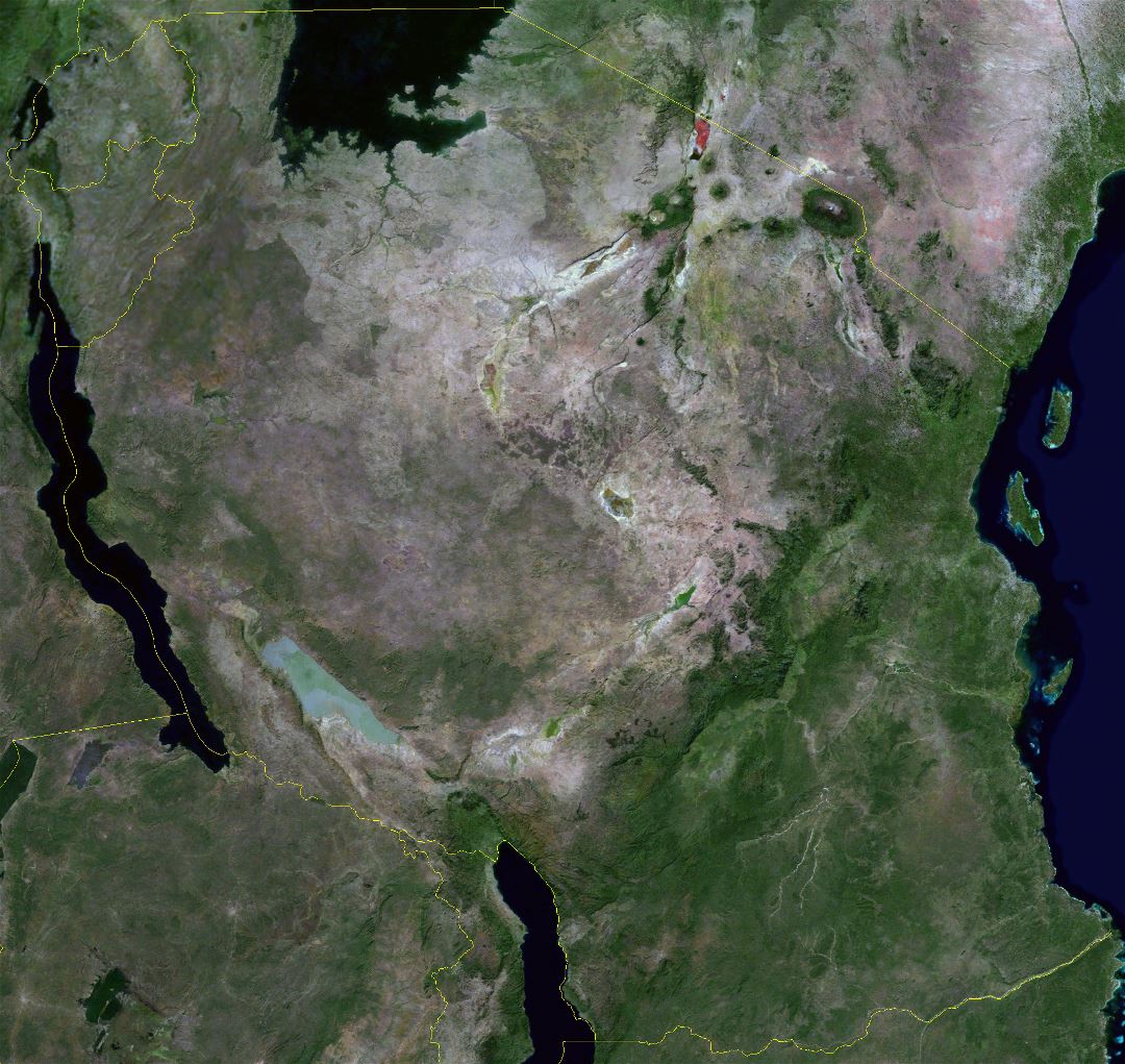 Большая детальная спутниковая карта Танзании