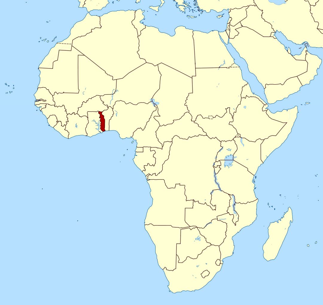 Детальная карта расположения Того