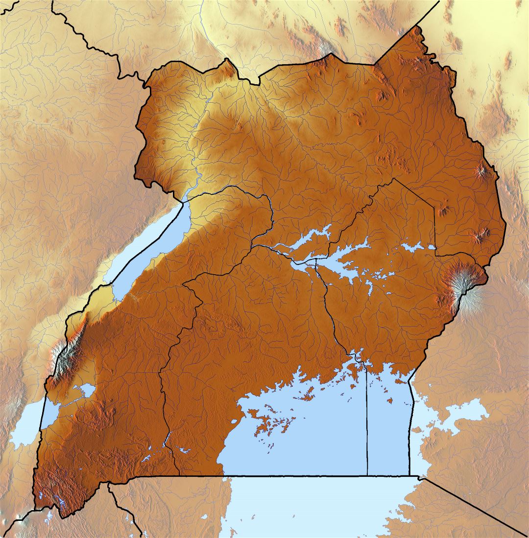 Большая карта рельефа Уганды