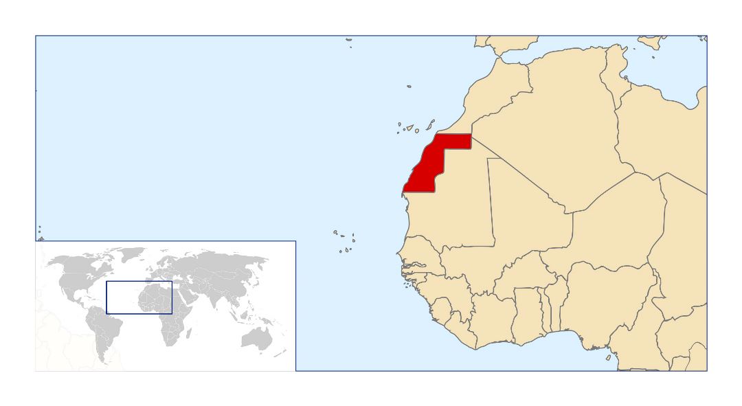 Большая карта расположения Западной Сахары в мире