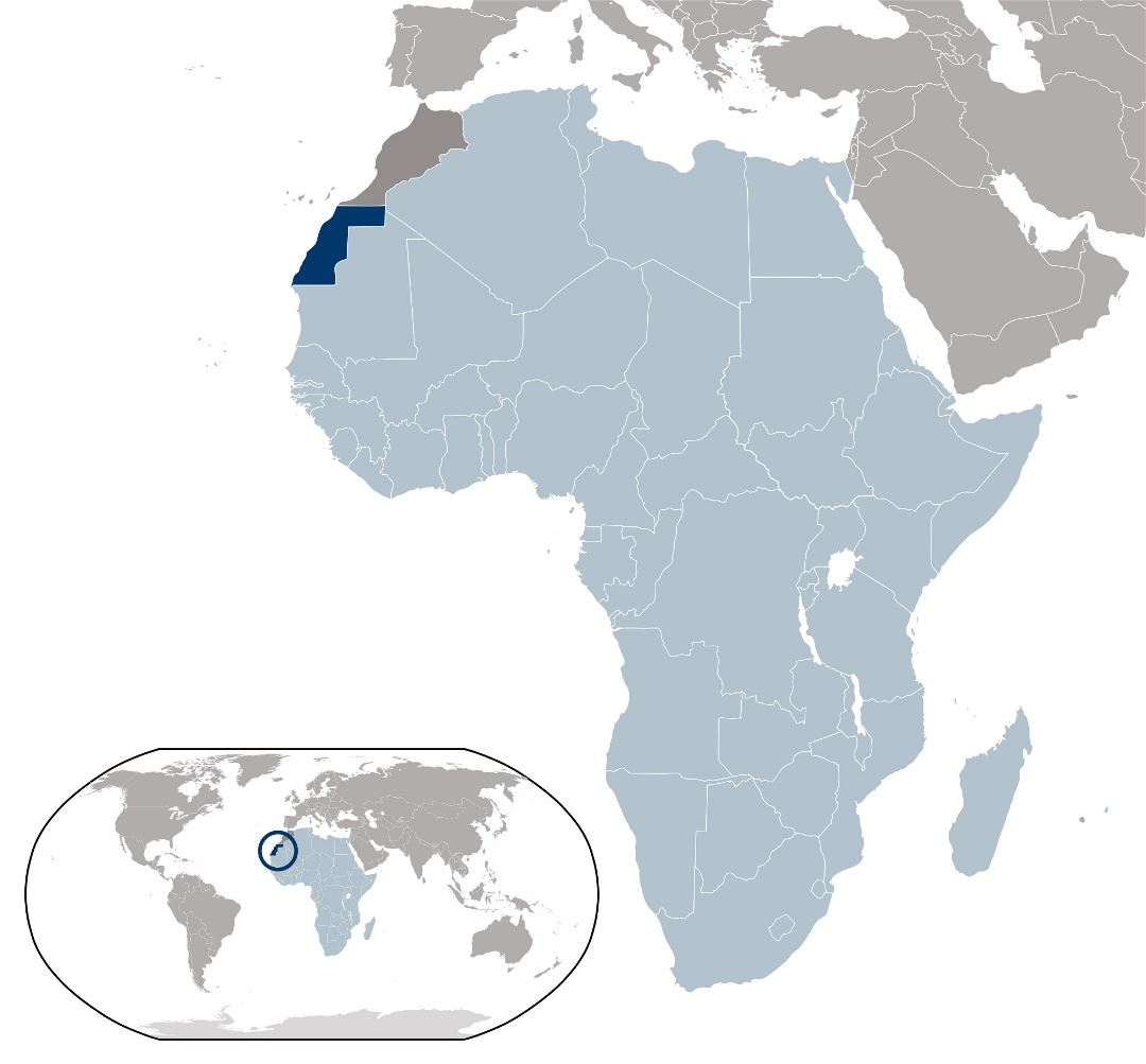 Большая карта расположения Западной Сахары