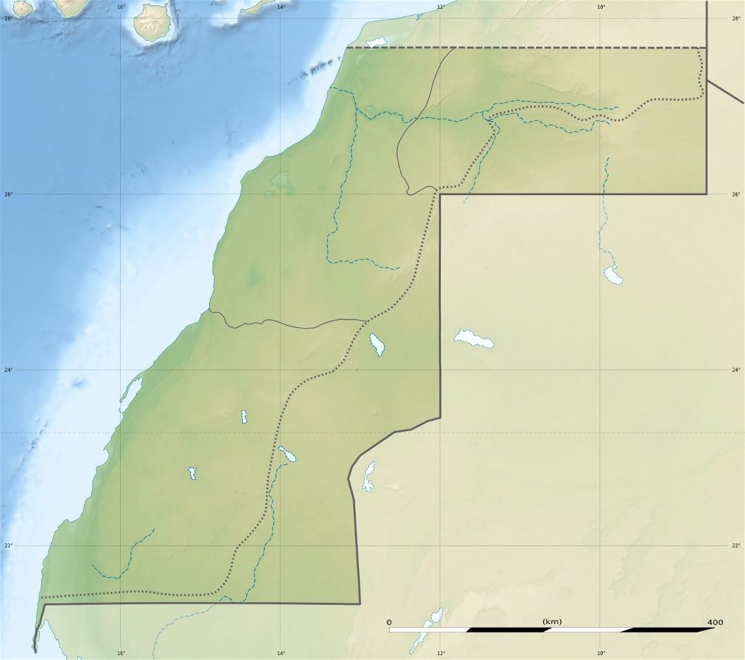 Большая карта рельефа Западной Сахары