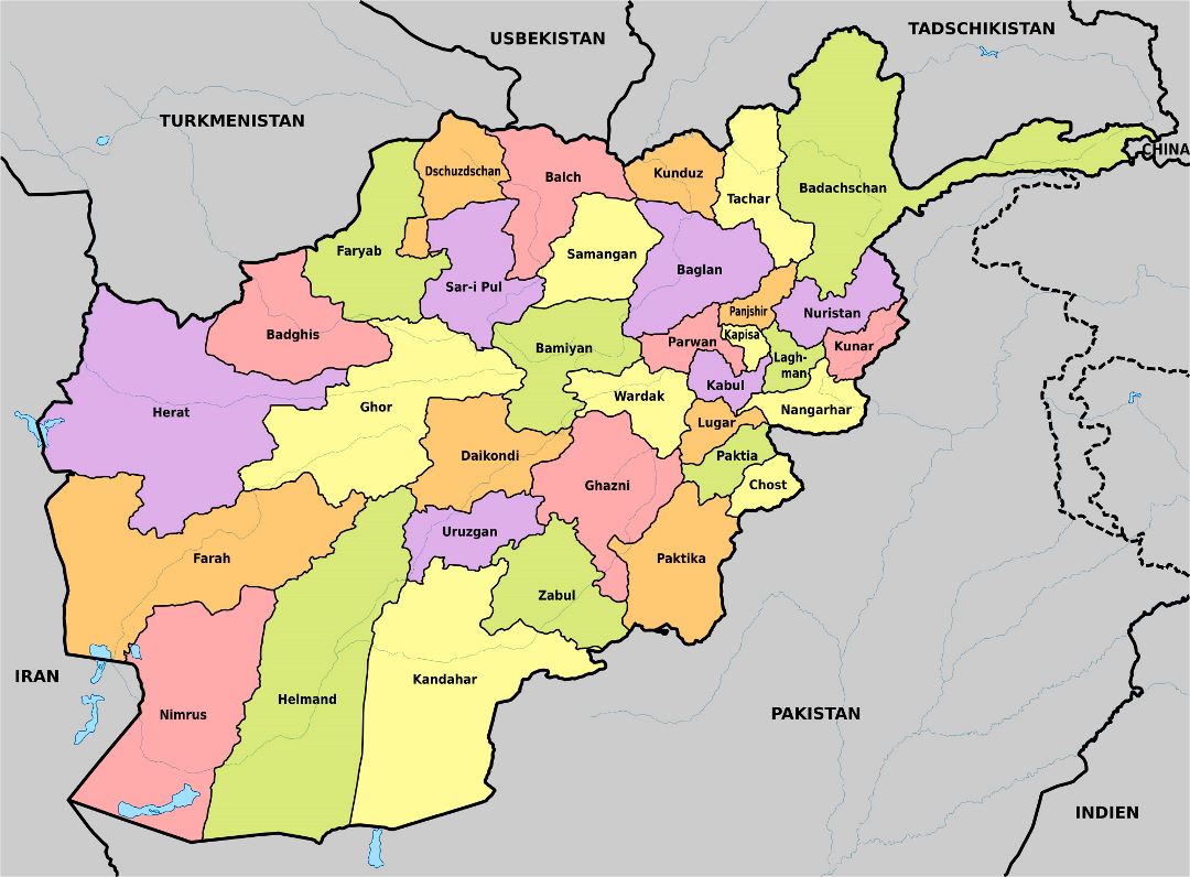 Большая административная карта Афганистана