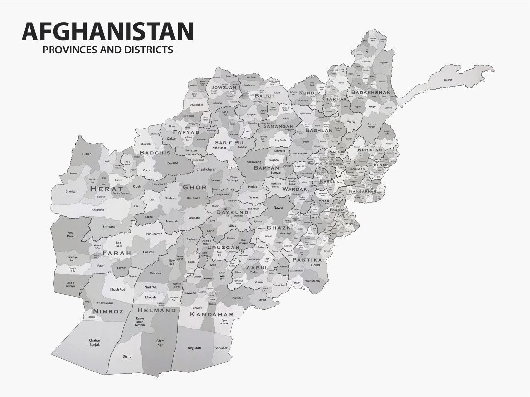 Большая детальная карта провинций и районов Афганистана