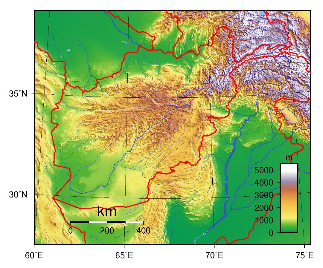 Большая топографическая карта Афганистана
