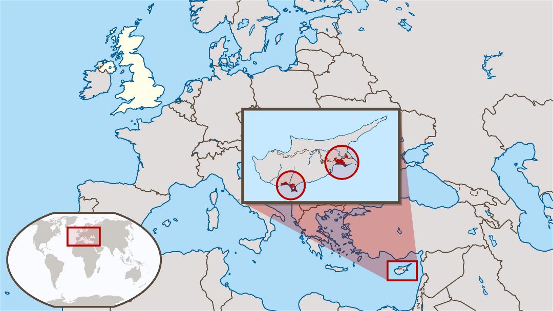 Большая карта расположения Акротири и Декелия