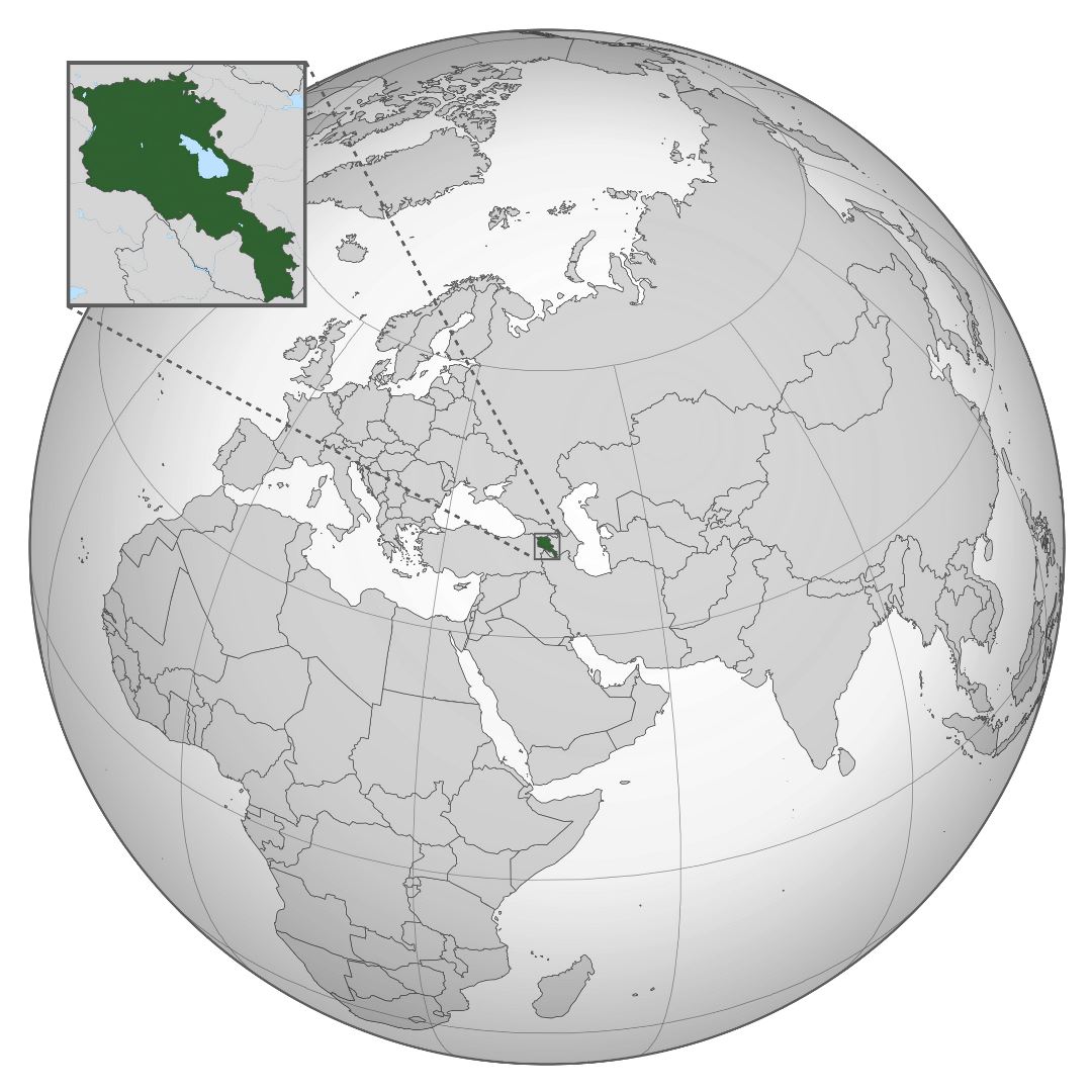 Большая карта расположения Армении
