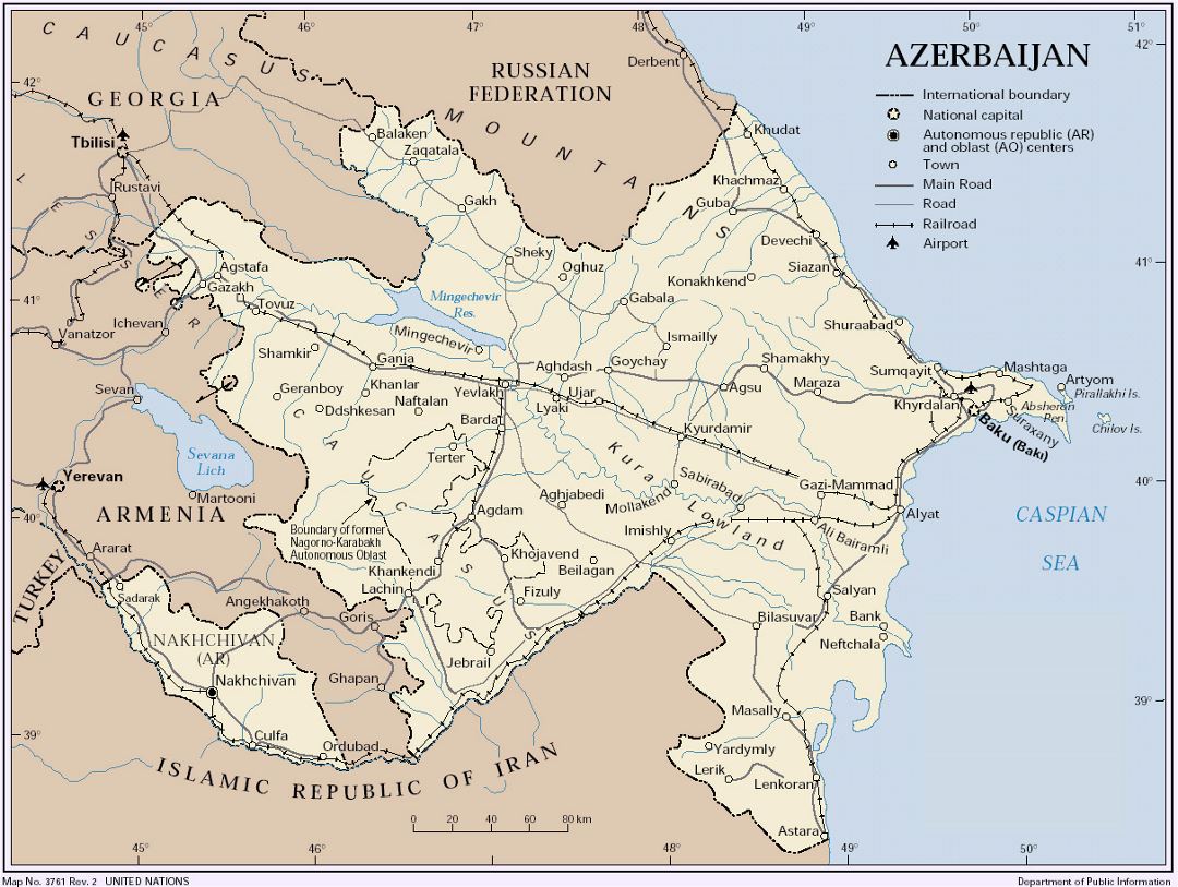 Политическая карта Азербайджана