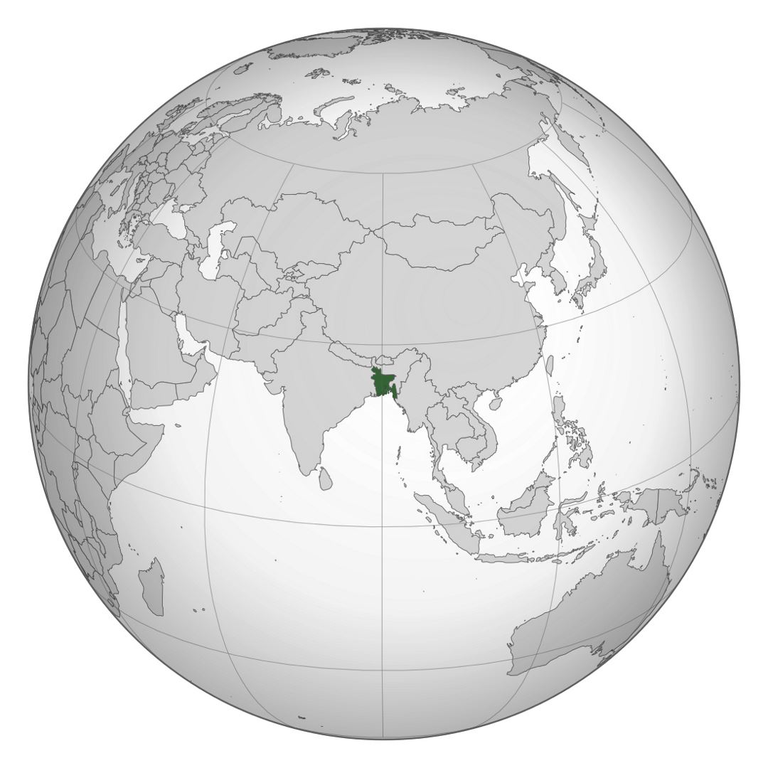Большая карта расположения Бангладеш
