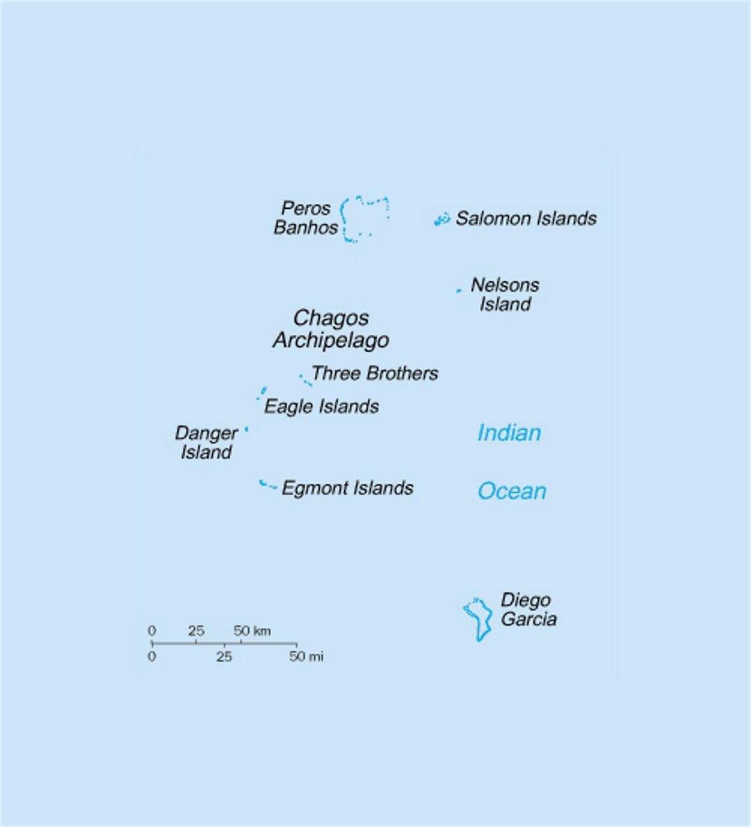 Малая политическая карта Британской территории в Индийском океане
