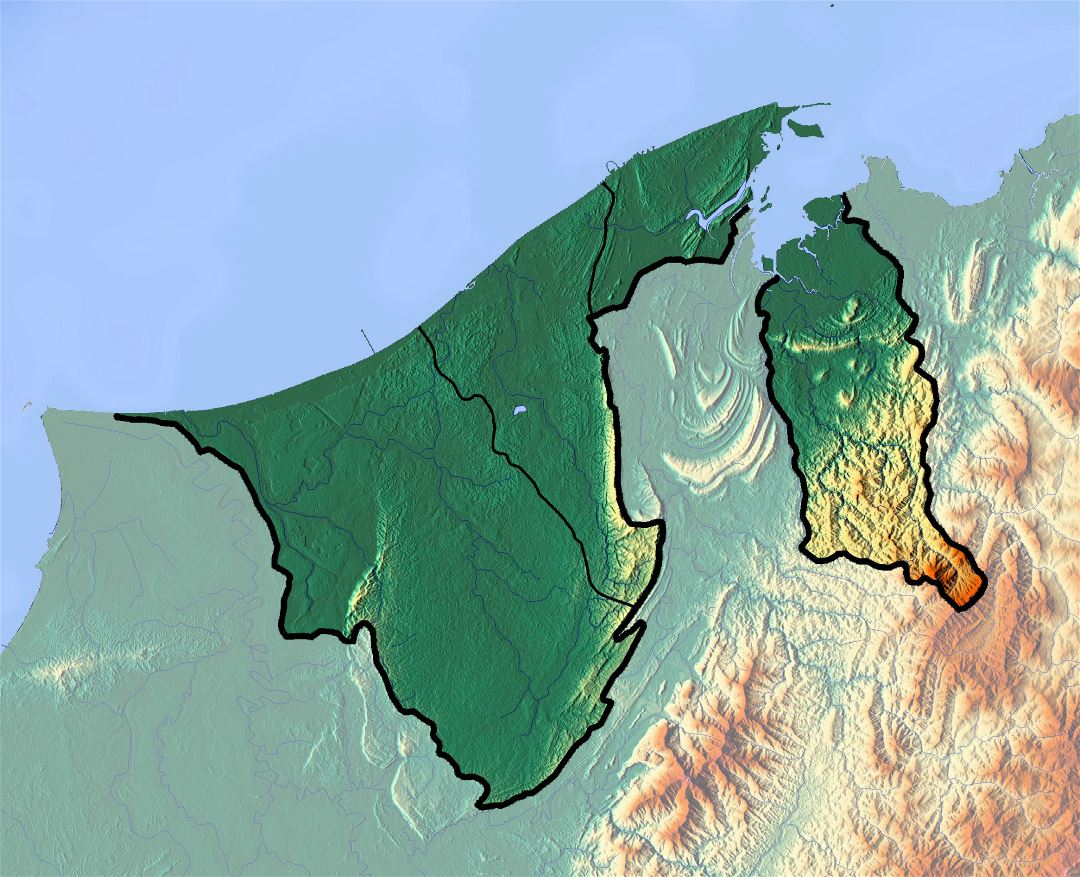 Детальная топографическая карта Брунея