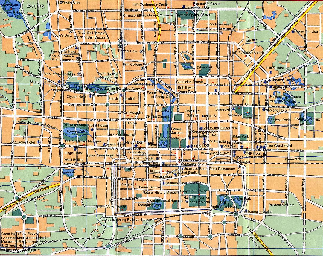 Детальная карта дорог города Пекина