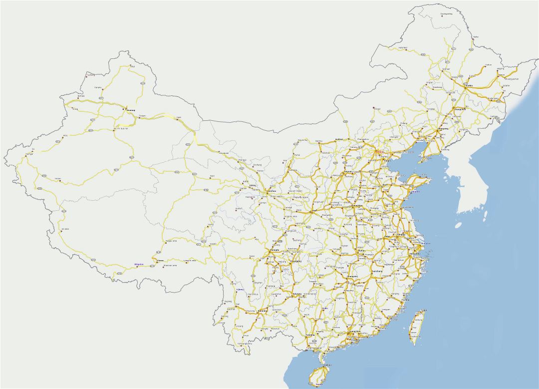 Большая детальная карта дорог Китая