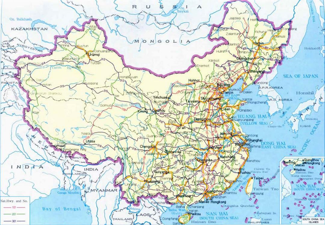 Карта дорог Китая