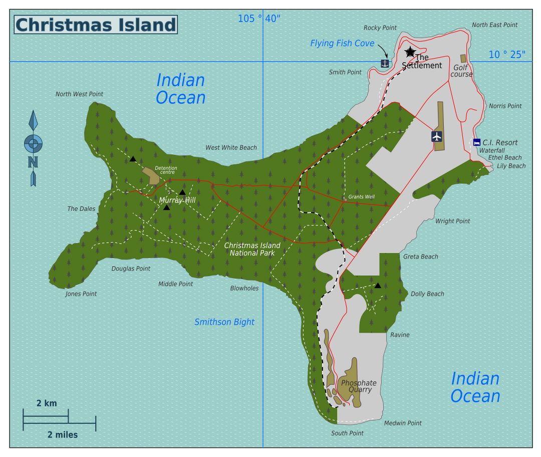 Большая детальная карта острова Рождества