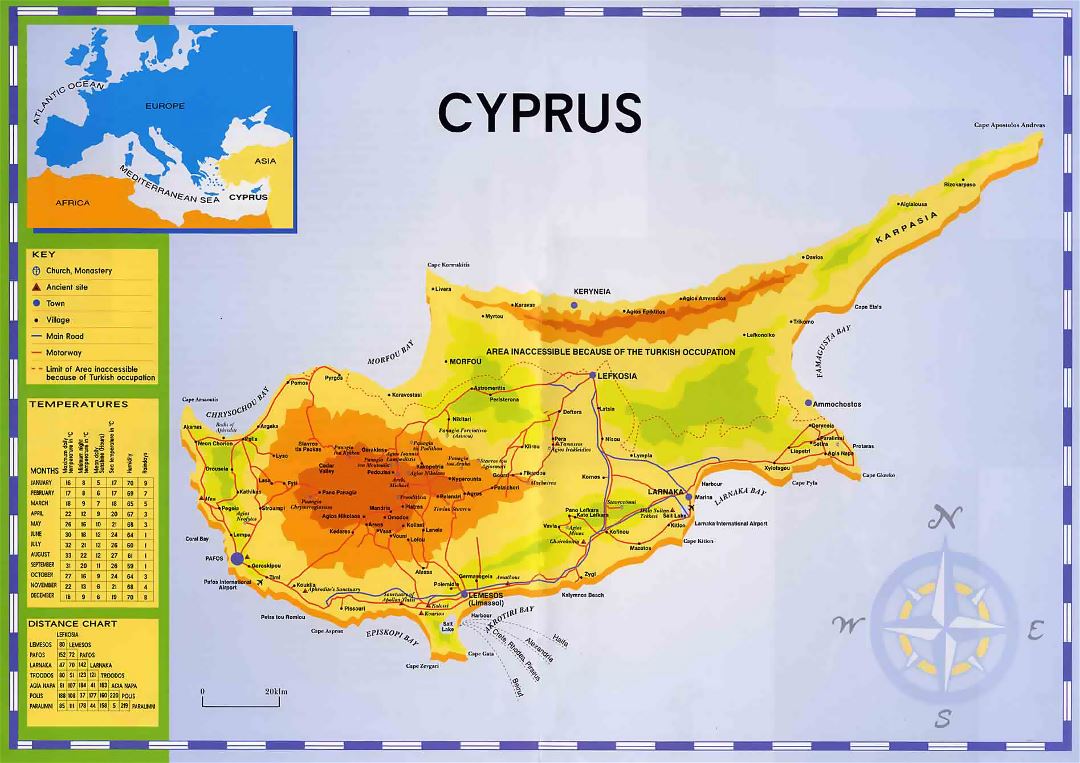 Большая карта Кипра