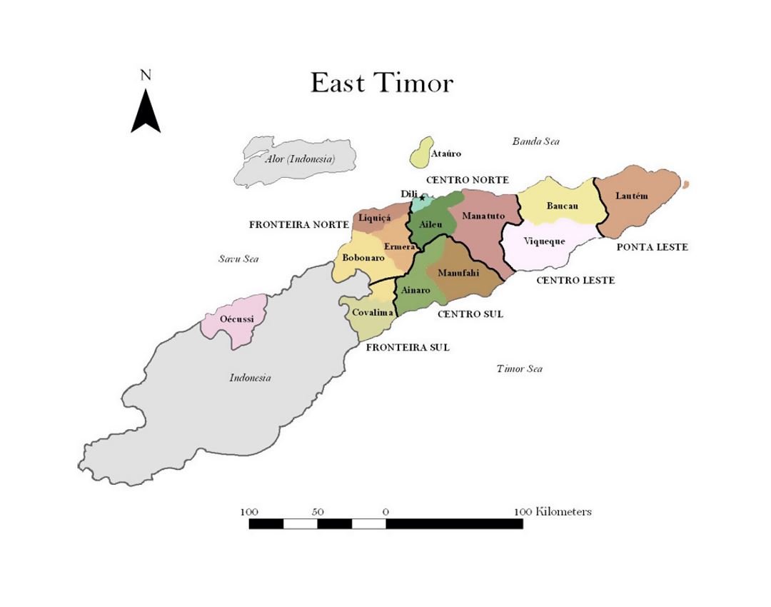 Административная карта Восточного Тимора